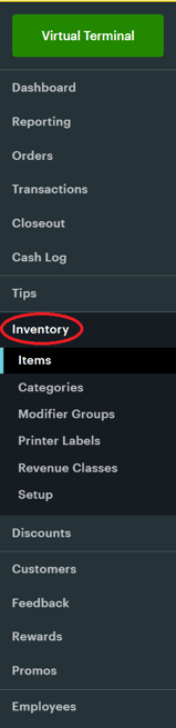 Clover Menu Inventory