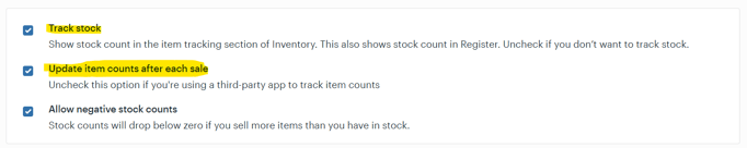 track stock and update item counts after each sale highlighted from clover inventory menu