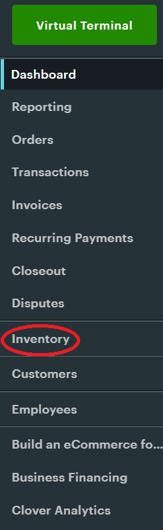 clover navigation panel with inventory highlighted